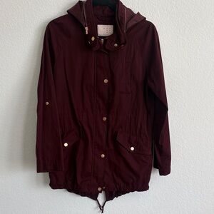Womens Dark Burgundy Hooded Anorak Jacket- a new Day